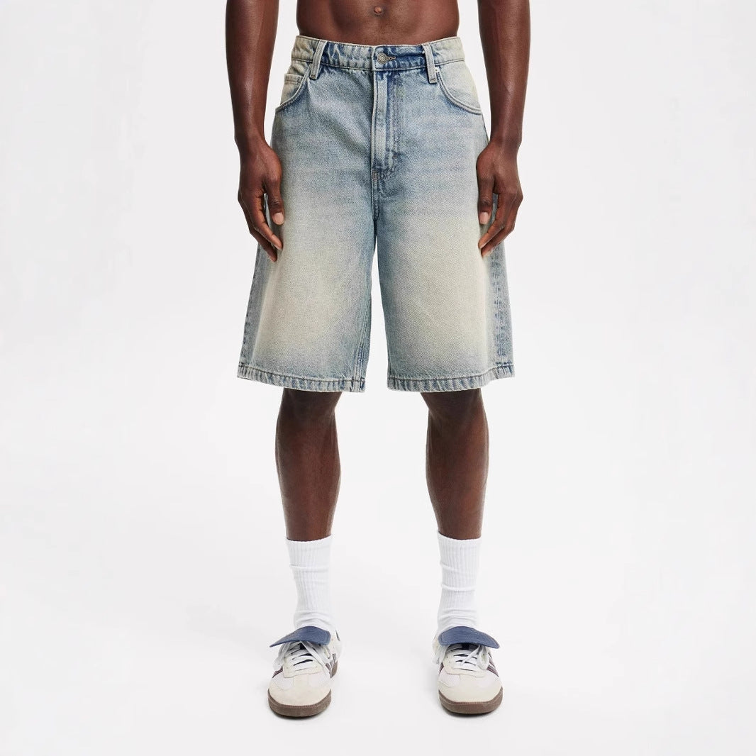 Men's Loose All-matching Jeans Middle Pants