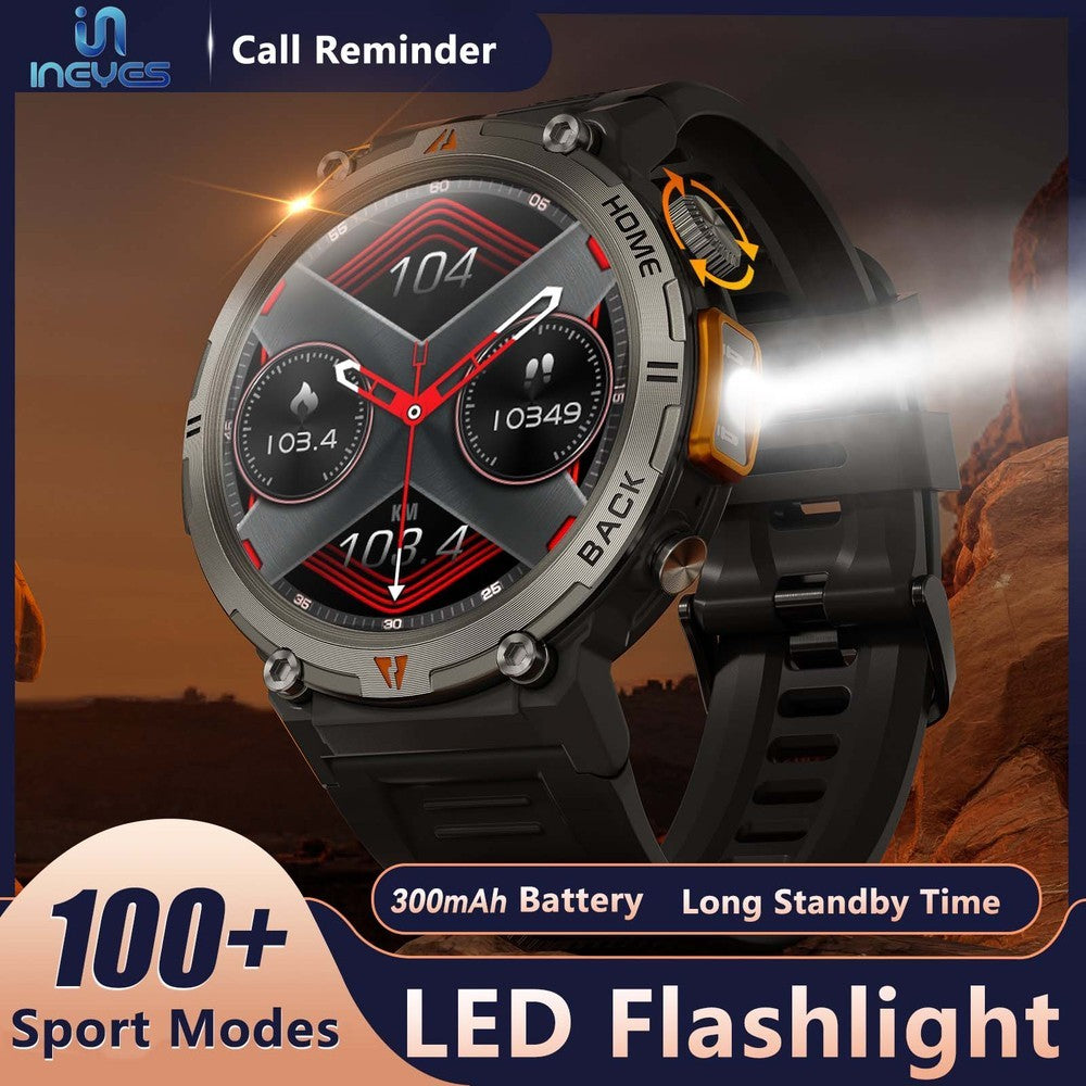 Silicone KE3 INEYES Hot Sale Smart Watch For Men With 3ATM Waterproof, Large HD Display, Sports Smart Watches For Men With LED Flashlight