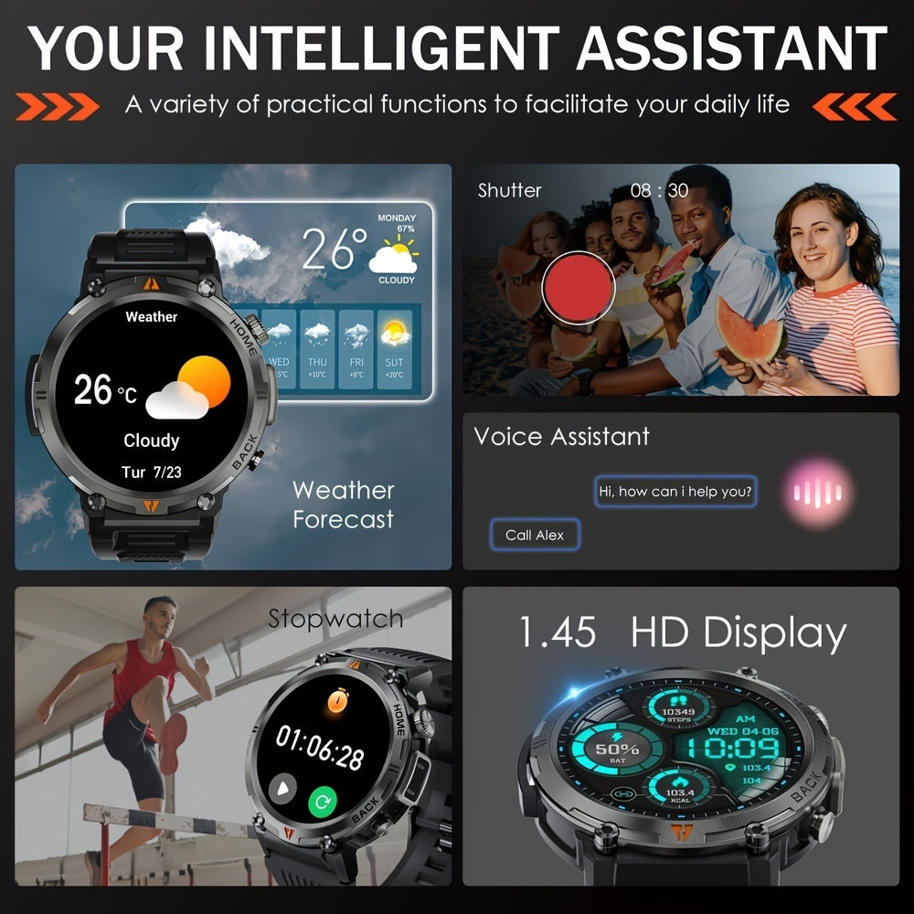 Silicone KE3 INEYES Hot Sale Smart Watch For Men With 3ATM Waterproof, Large HD Display, Sports Smart Watches For Men With LED Flashlight