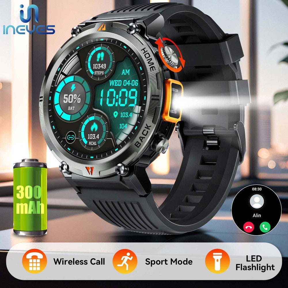 Silicone KE3 INEYES Hot Sale Smart Watch For Men With 3ATM Waterproof, Large HD Display, Sports Smart Watches For Men With LED Flashlight