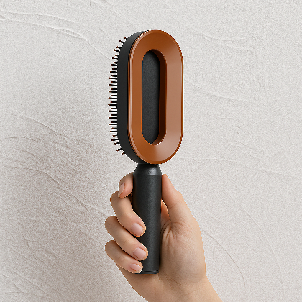 Brosse Éclat Auto-Nettoyante – Démêlez, Massez et Brillez en Un Clic !