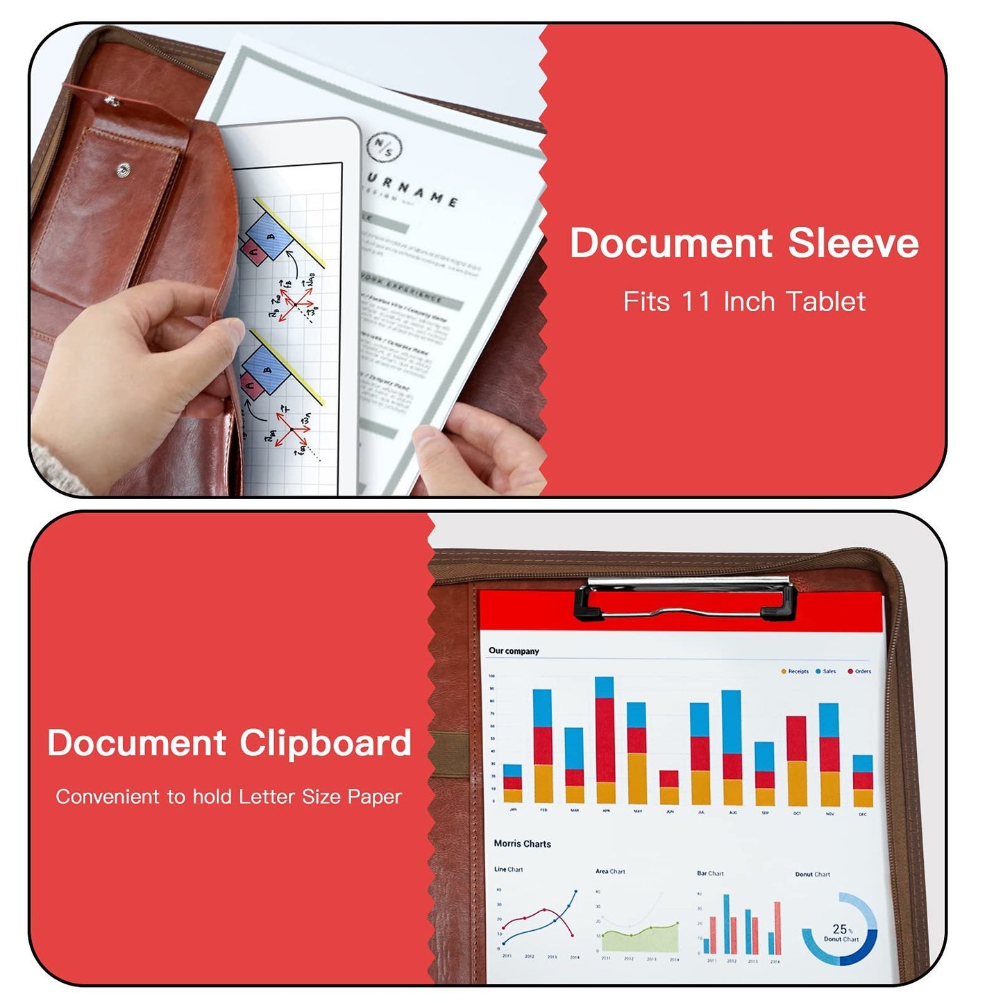 Pochette de Rangement Zippée en Cuir